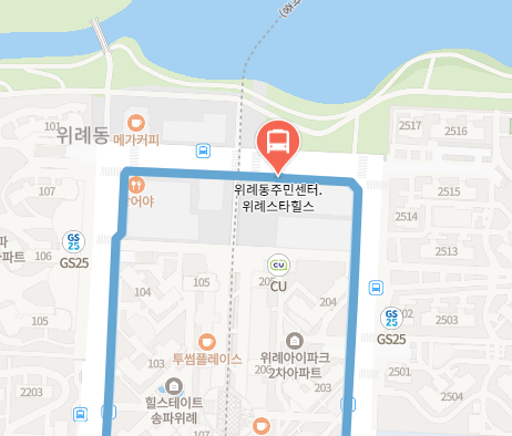 위례동주민센터.위례스타힐스에서 인천공항 리무진 공항버스(6600번) 지도 위치