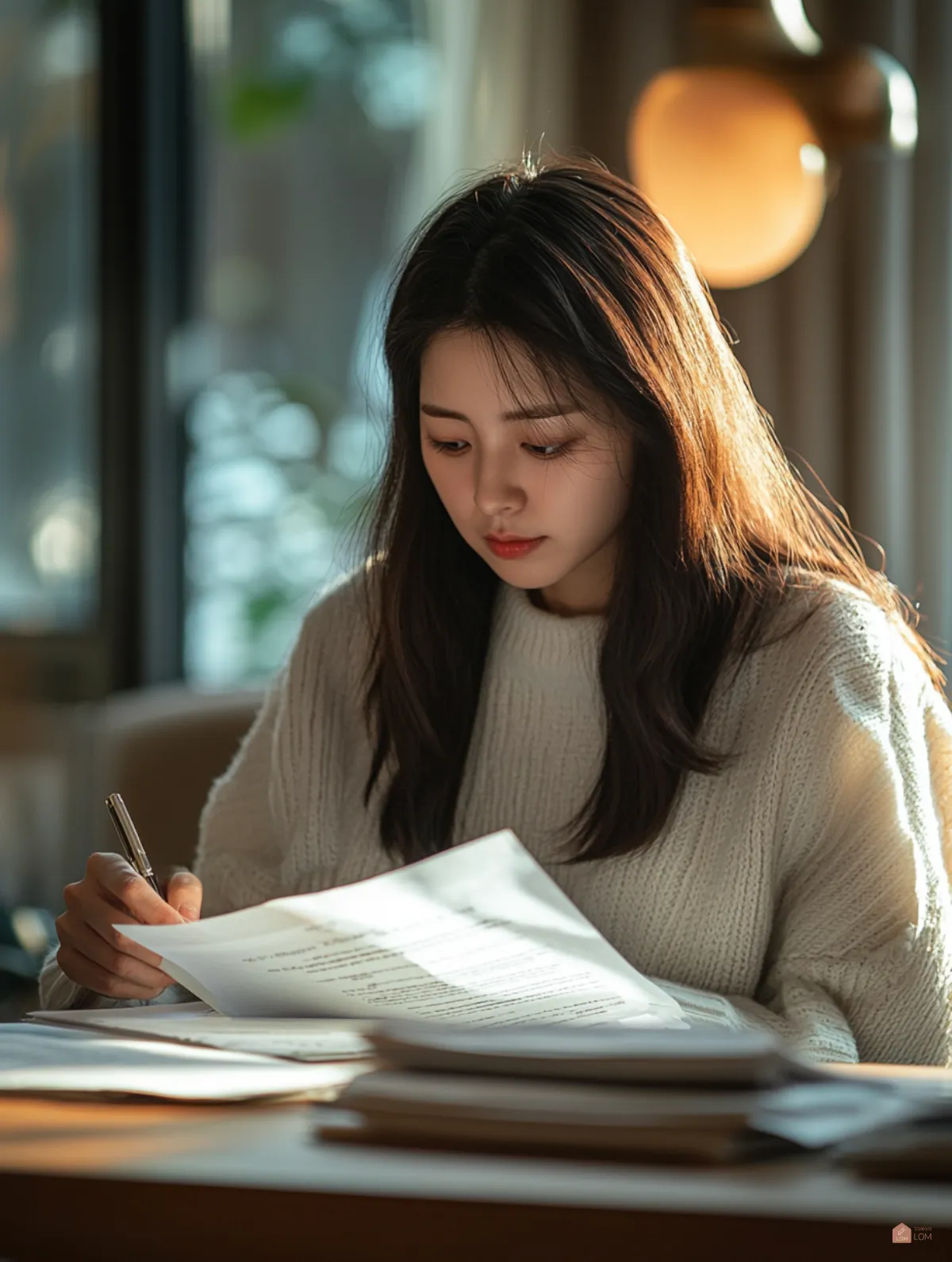 서류검토하는 한국여자01