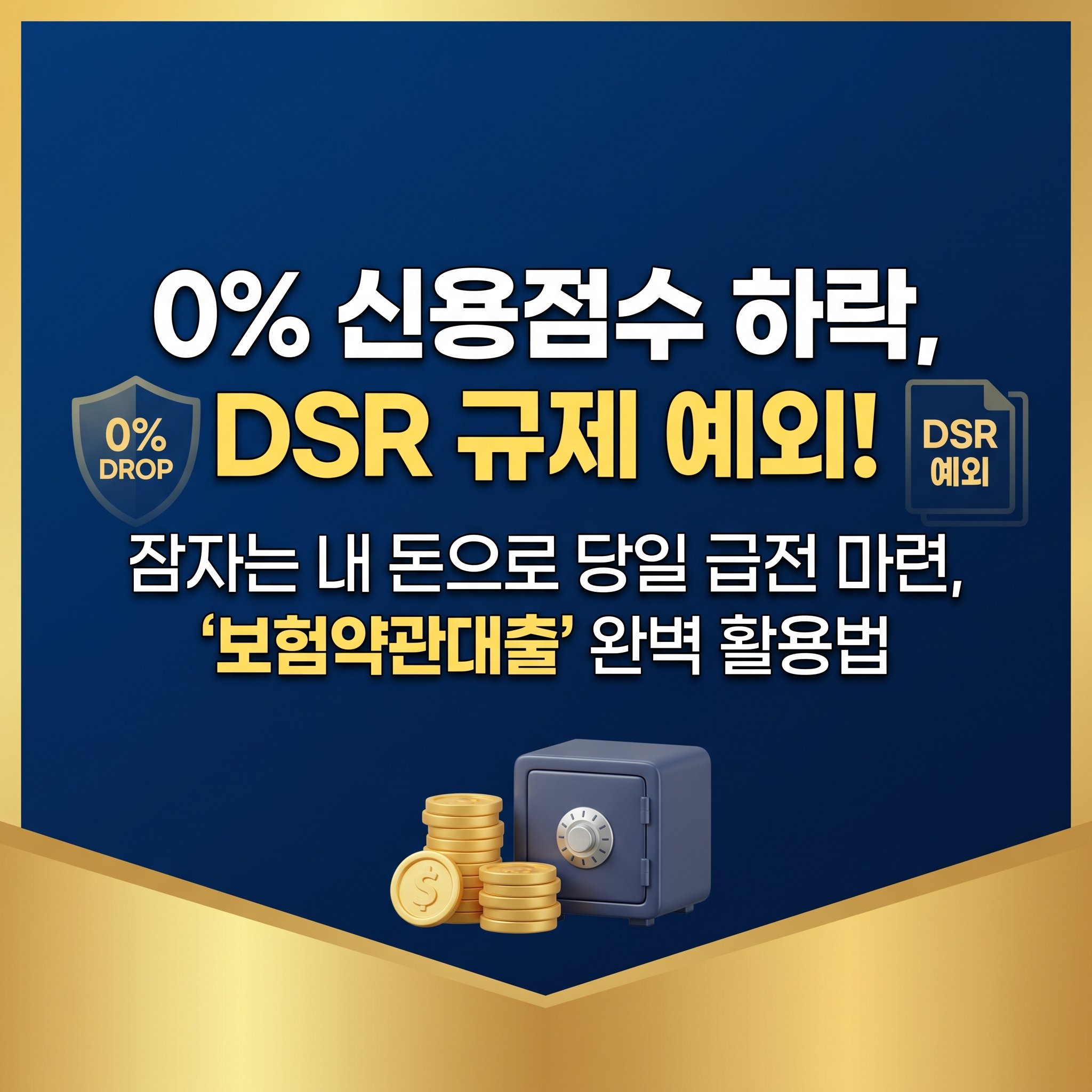 신용점수 하락과 DSR 규제 없이 해지환급금 내에서 안전하게 당일 융통하는 보험계약대출 약관대출 한도 및 조건 완벽 가이드