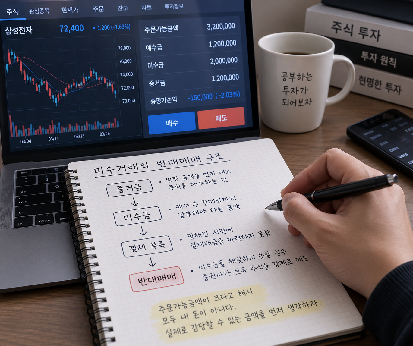 미수거래와 반대매매의 구조를 다시 정리하는 모습