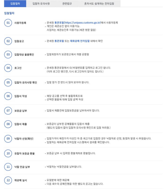 관세청-유니패스-공매-이용-방법-입찰-하기-전-알아두어야-할-입찰절차와-입찰자-유의사항도-나와있으니-읽어보시기-바라며&amp;#44;