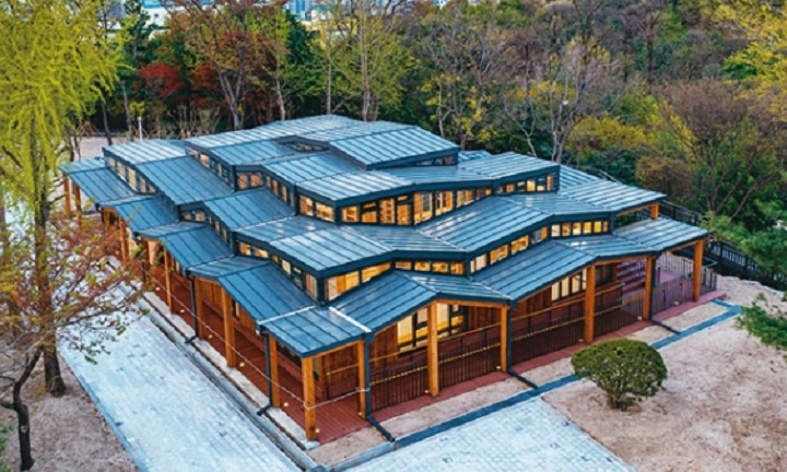 오동숲속도서관 건축물 전경