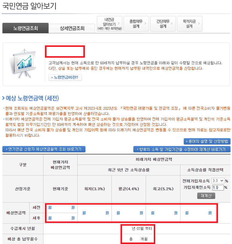 국민연금 예상수령액