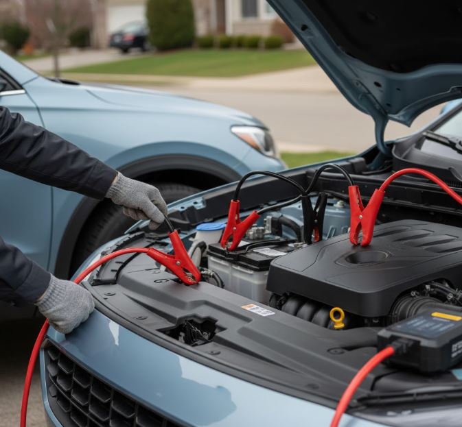 배터리 방전 시 점프 케이블 연결 완벽 가이드 이미지
