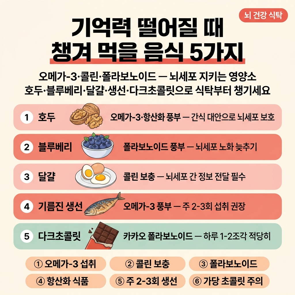 기억력 떨어질 때 챙겨 먹을 음식 5가지