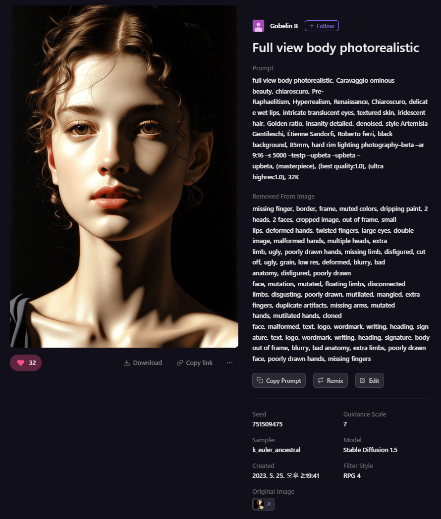 Playground AI 그림 - 암흑의 미인