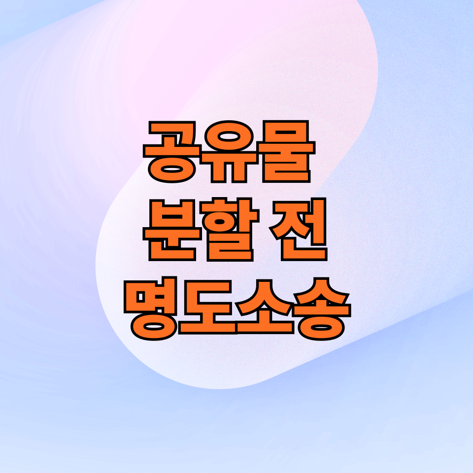 공유물 분할 전 명도소송 전략