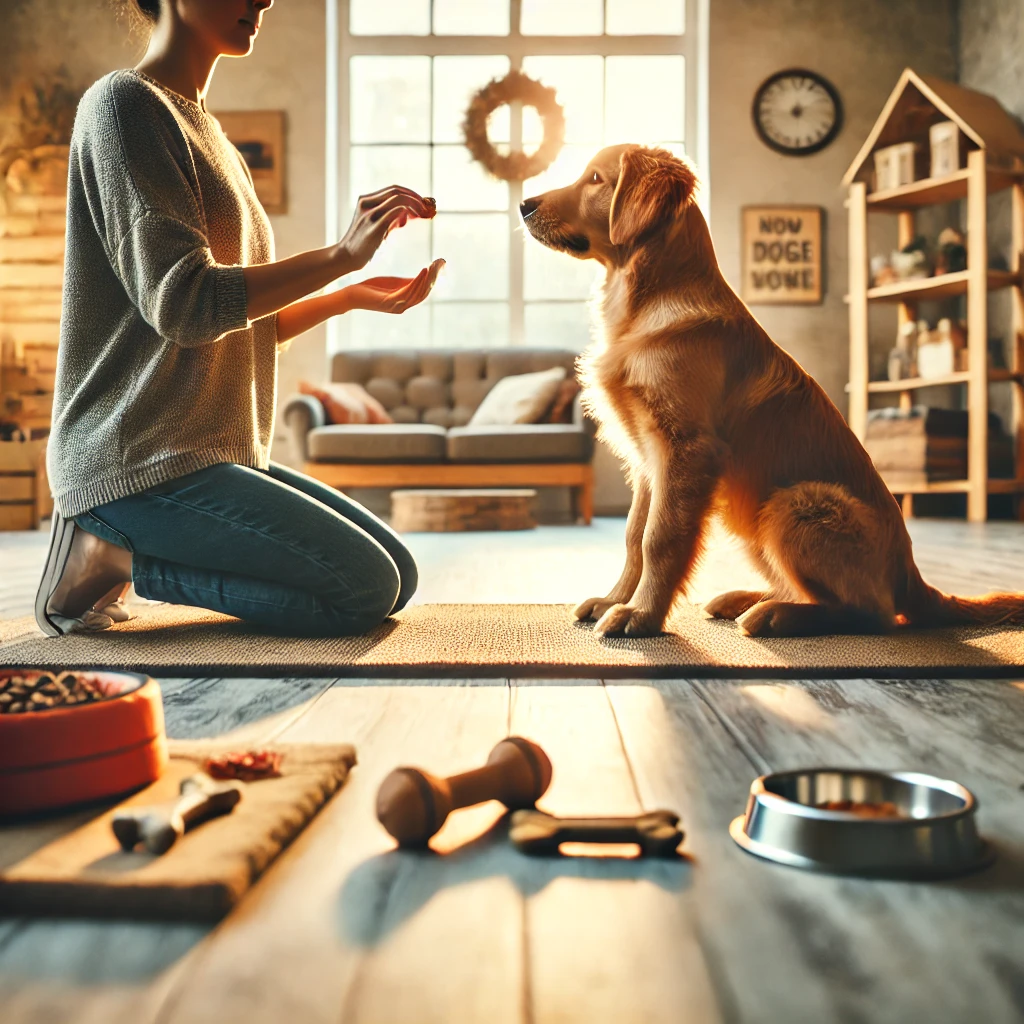 훈련중인 반려견과 보호자