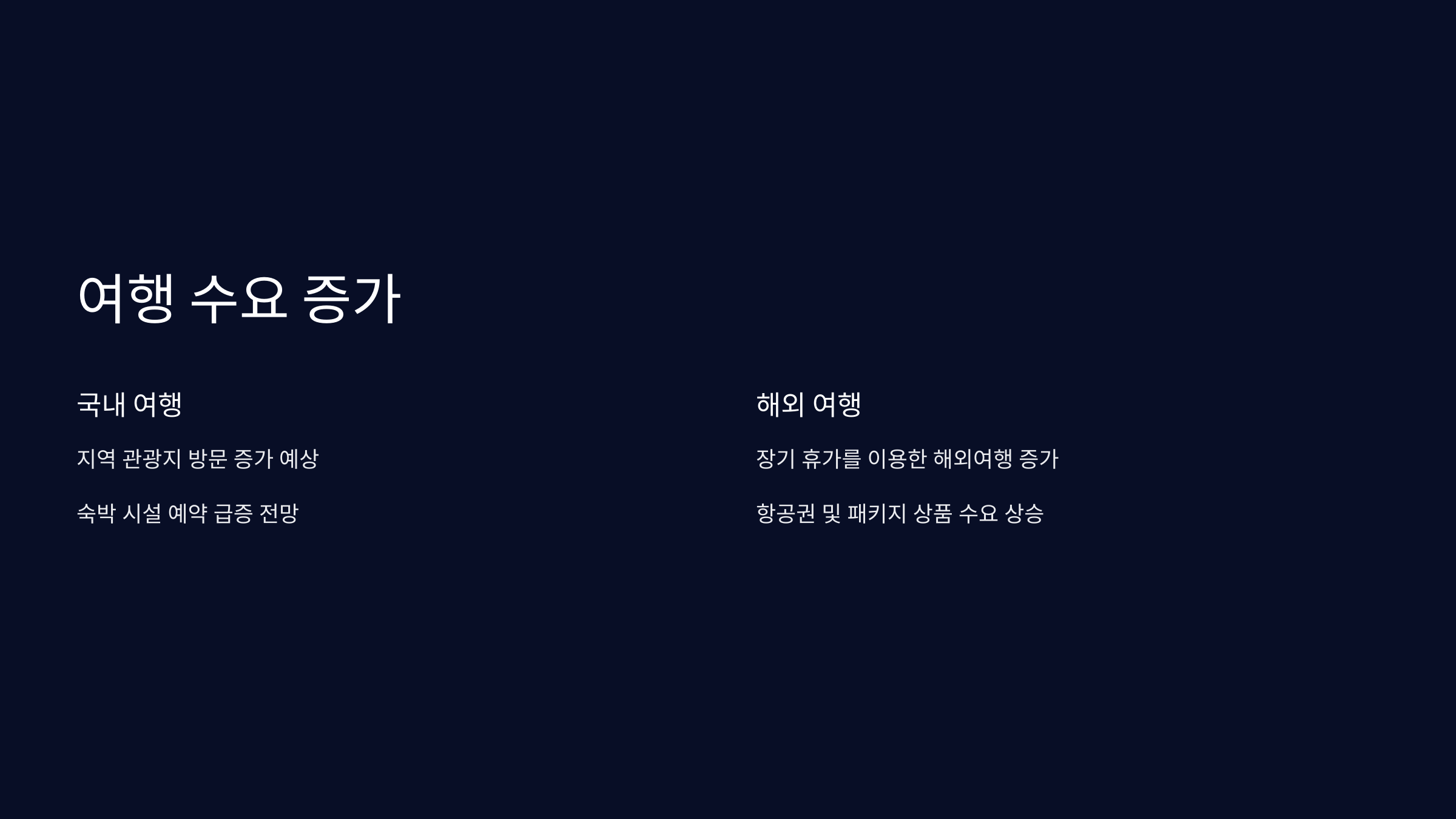 여행 수요 증가
