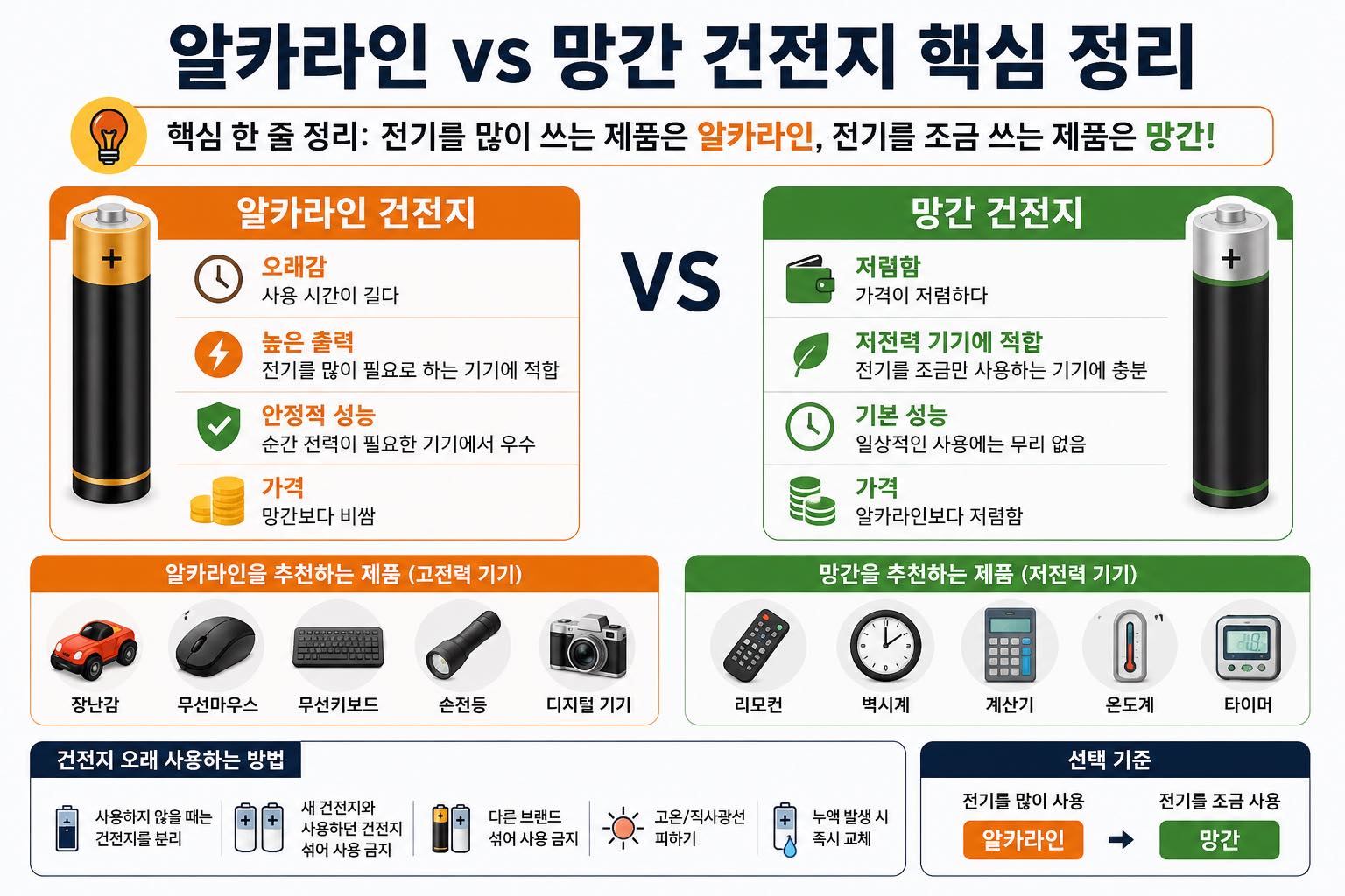 어떤 건전지를 사야 오래 사용할까?