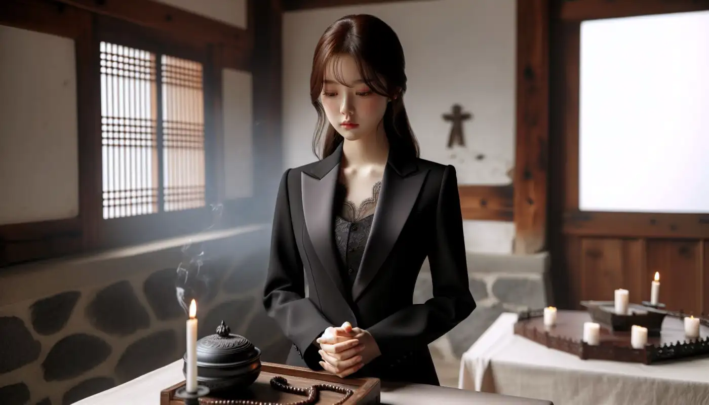 제사지내는-시간을-알아보는-여성의-모습