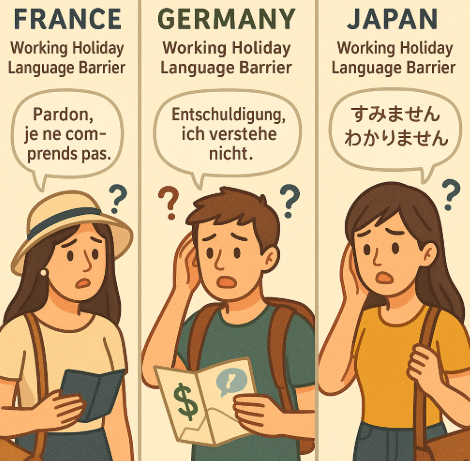프랑스, 독일, 일본에서 워홀하면서 언어장벽을 느끼는 모습