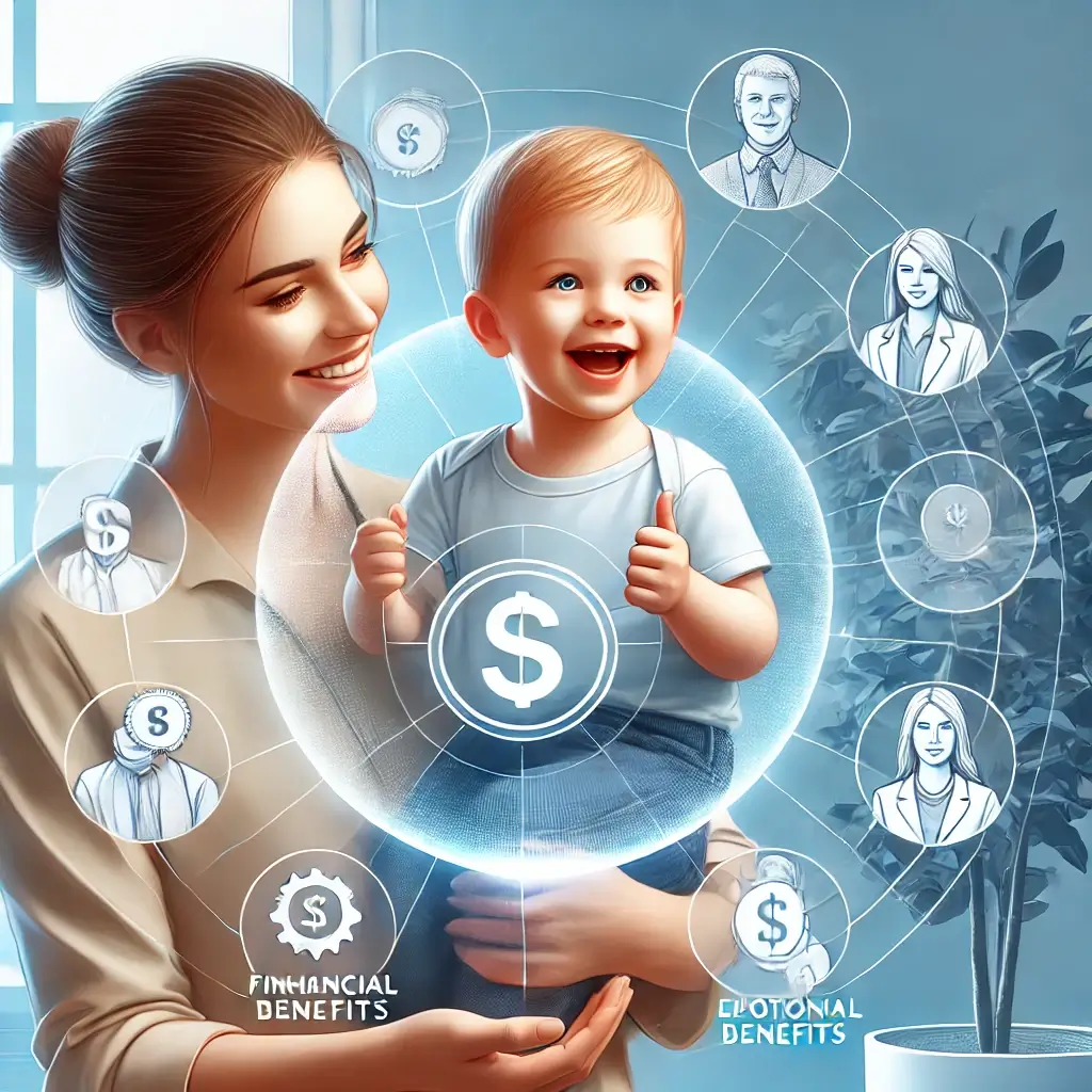 아이돌봄서비스의 혜택과 돌봄 환경을 보여주는 일러스트.