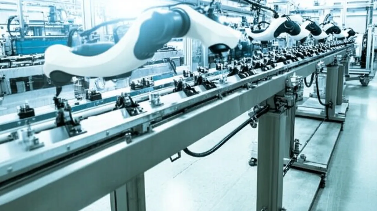 AI 로봇 기술로 매끄럽게 작동하는 첨단 제조 시설, 효율성과 현대 산업의 정교함을 드러냅니다.