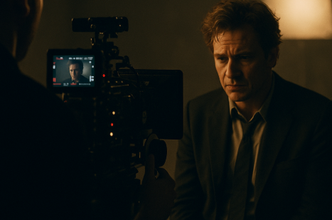 배우를 찍고 있는 카메라 감독