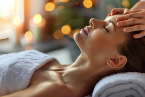 예쁜 여자 얼굴관리하는 모습