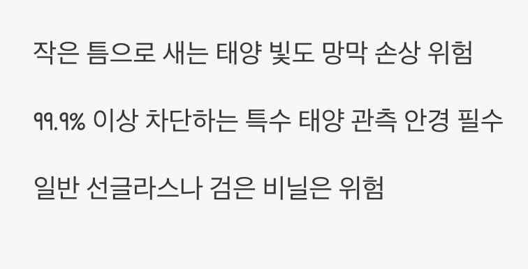절대 맨눈으로 보지 마세요!