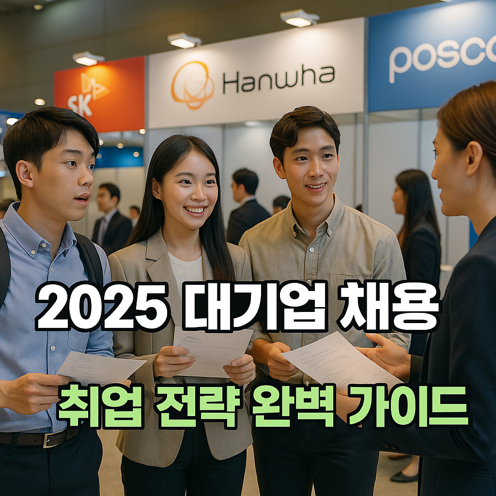 취업박람회 현장에서 대기업 부스 상담을 받는 청년 취준생