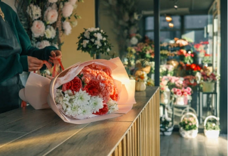 플로리스트 자격 취득후 처음 부케 만드는 장면