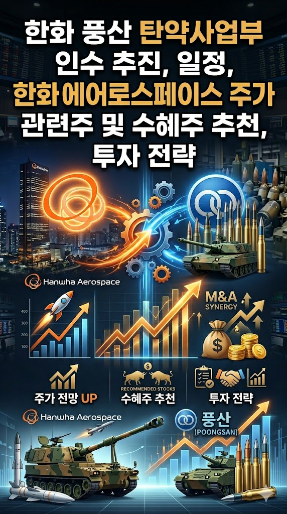 한화 풍산 탄약사업부 인수 추진, 일정, 한화에어로스페이스 주가 전망, 관련주 및 수혜주 추천, 투자 전략