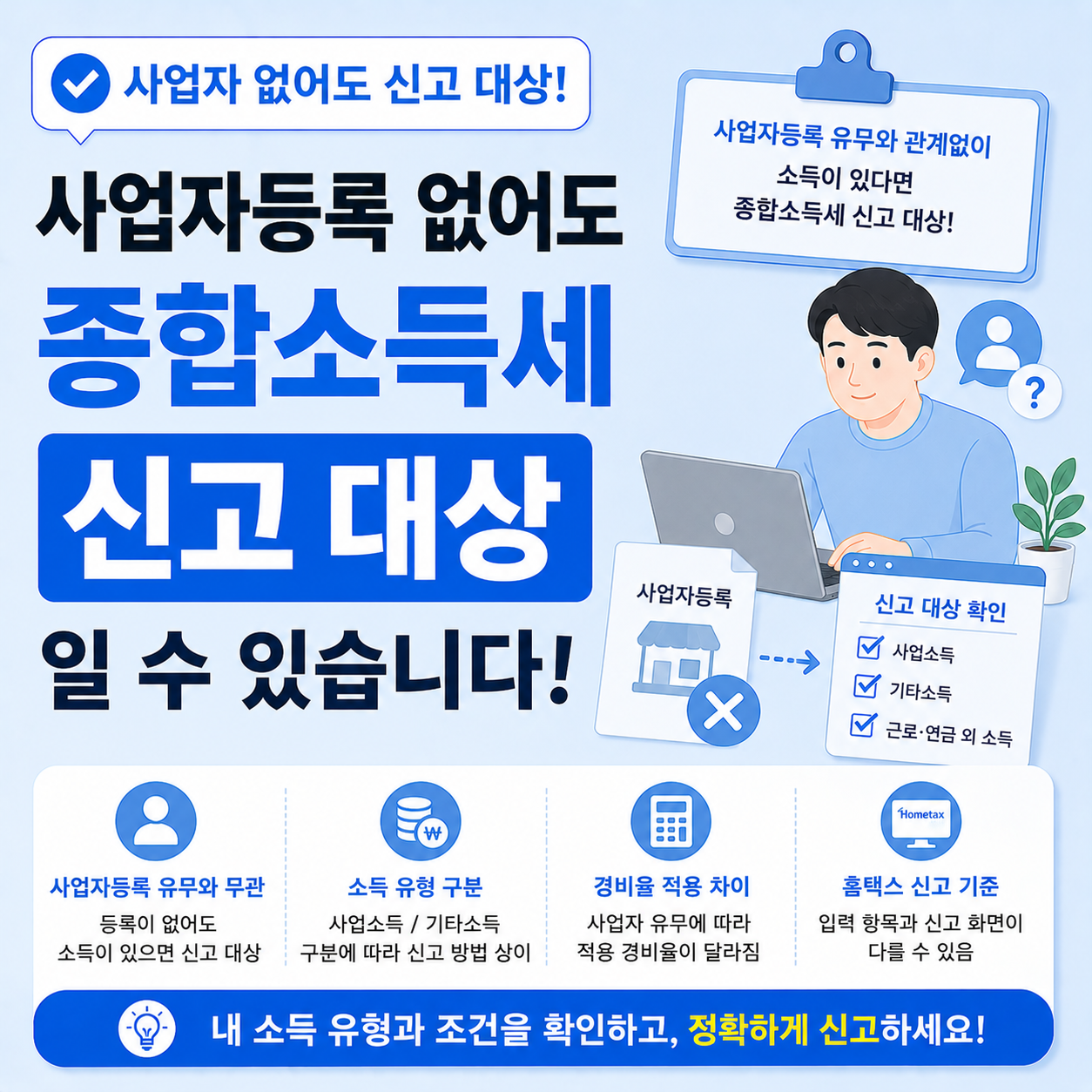 종합소득세 사업자등록 여부에 따른 신고 기준 안내