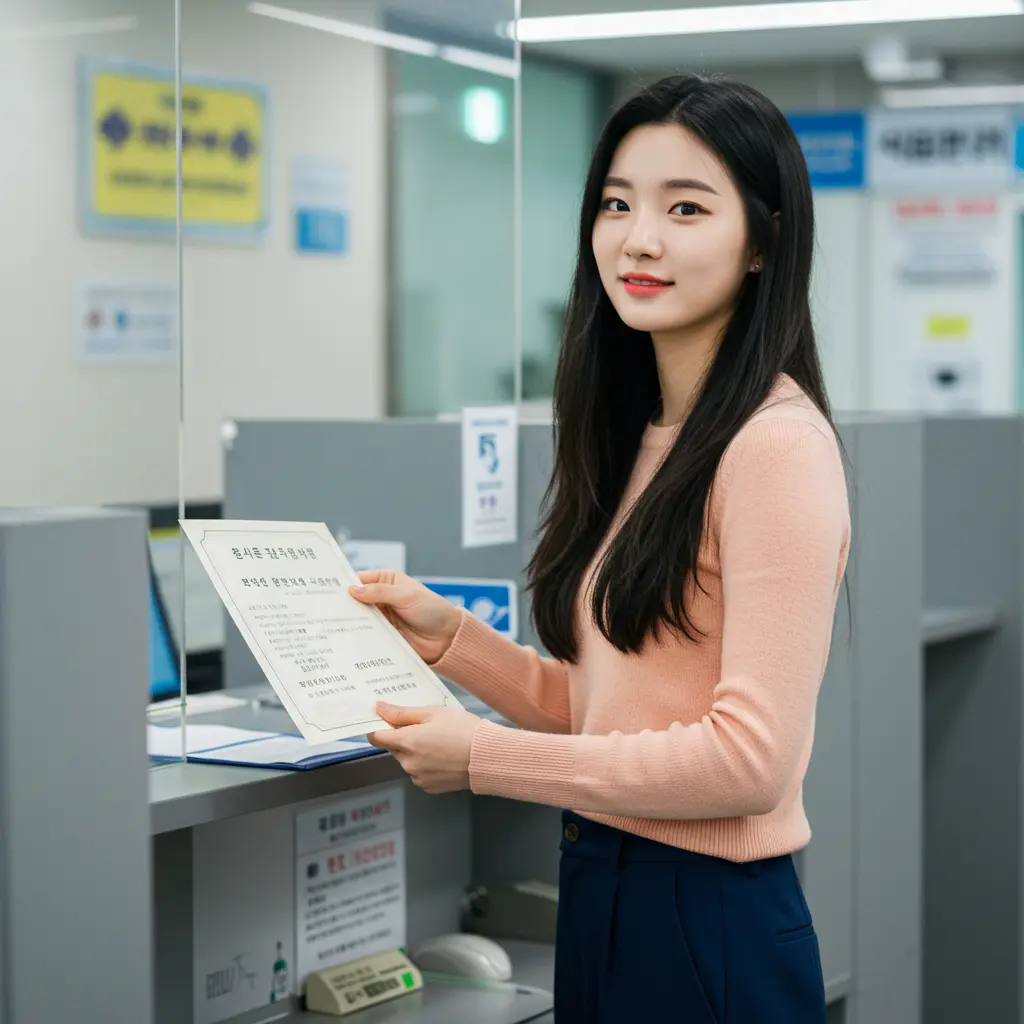 건강검진 결과표 확인하는 여성의모습