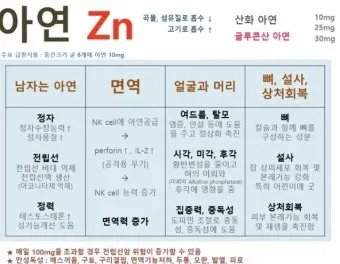 아연 효능과 부족 증상 복용법 부작용 음식 권장량 총정리_8