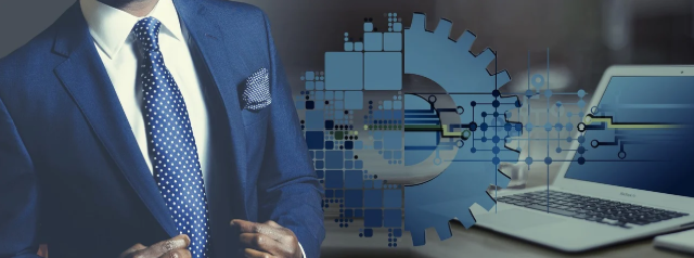 비즈니스와 디지털 전환을 상징하는 그래픽