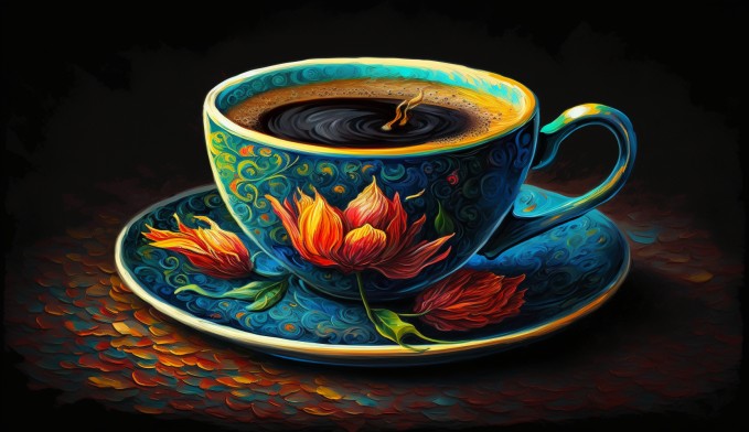 케냐 몸바사 kenya mombasa 커피 한잔을 표현한 그림