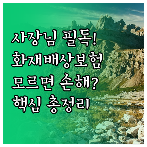 자영업자 화재배상책임보험 핵심 정보 ..