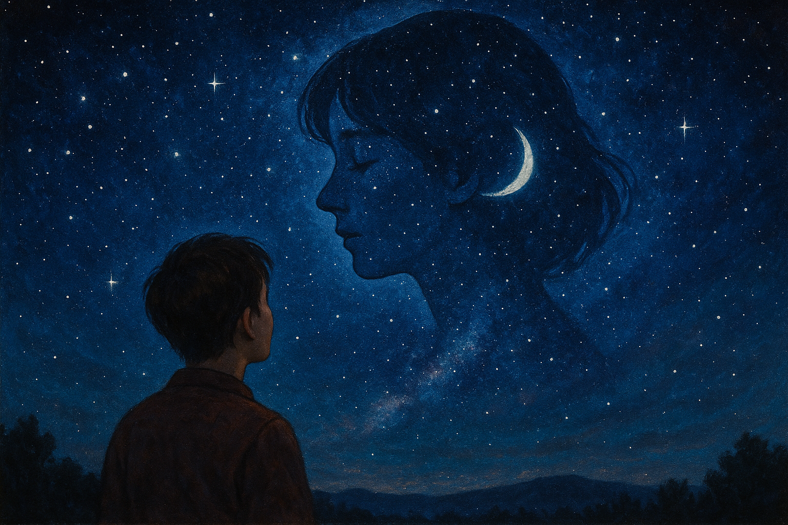 사랑하는 연인을 생각하는 밤 image generated by AI