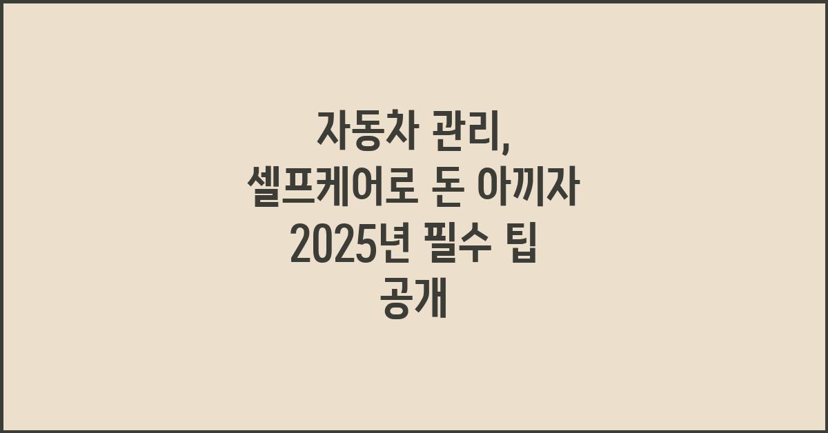 자동차 관리, 셀프케어로 돈 아끼자!