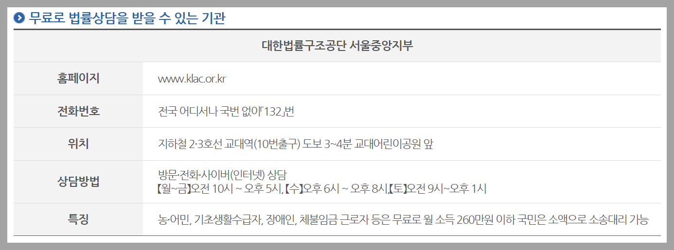 무료법률상담 대한법률구조공단