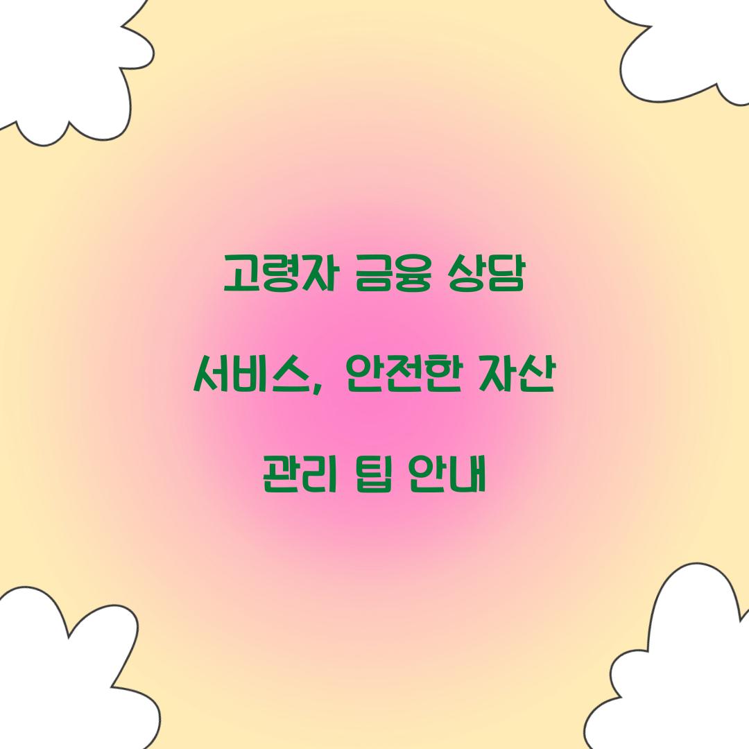 고령자 금융 상담 서비스