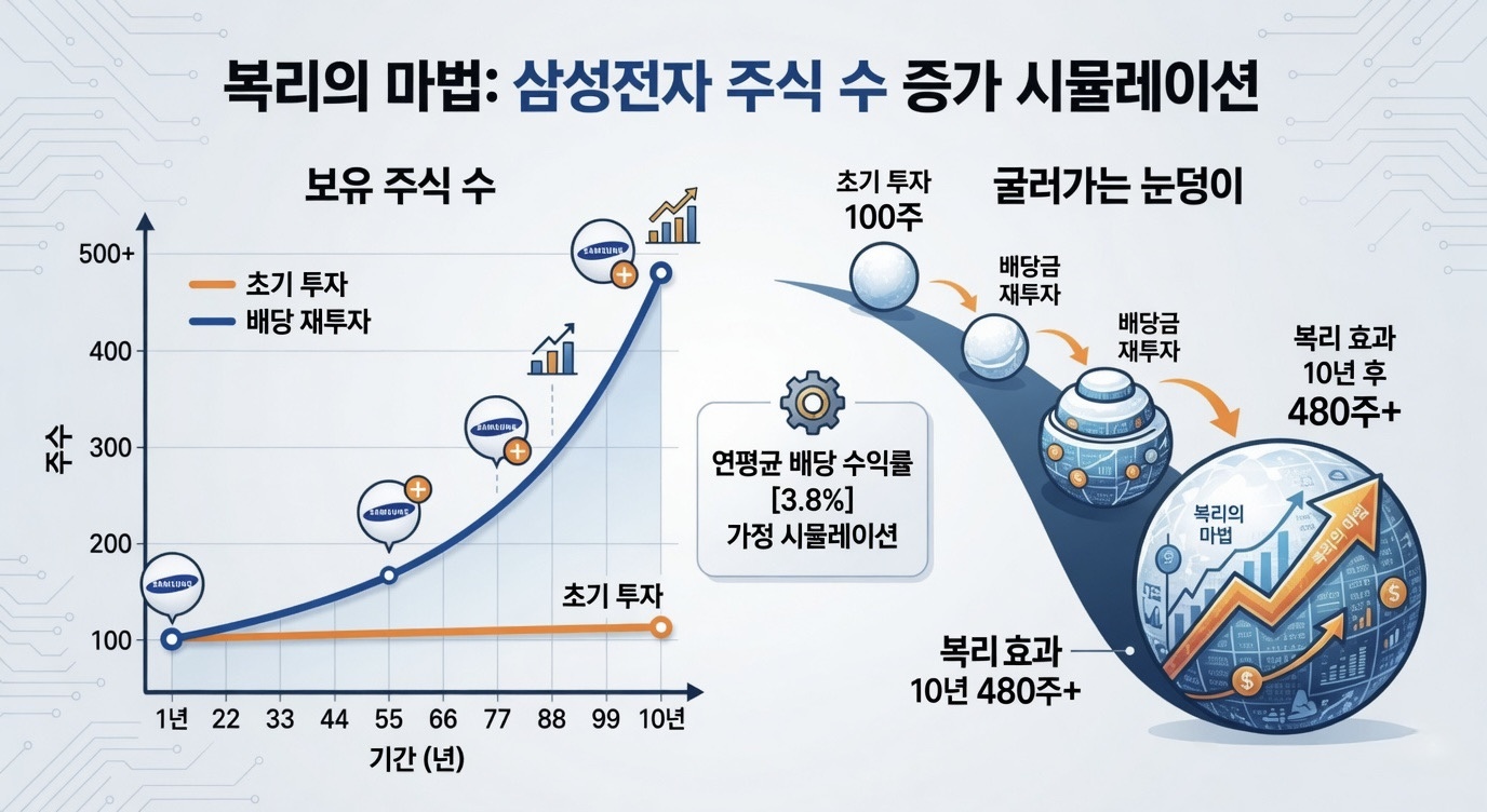 복리의 마법: 삼성전자 주식수 증가 시뮬레이션