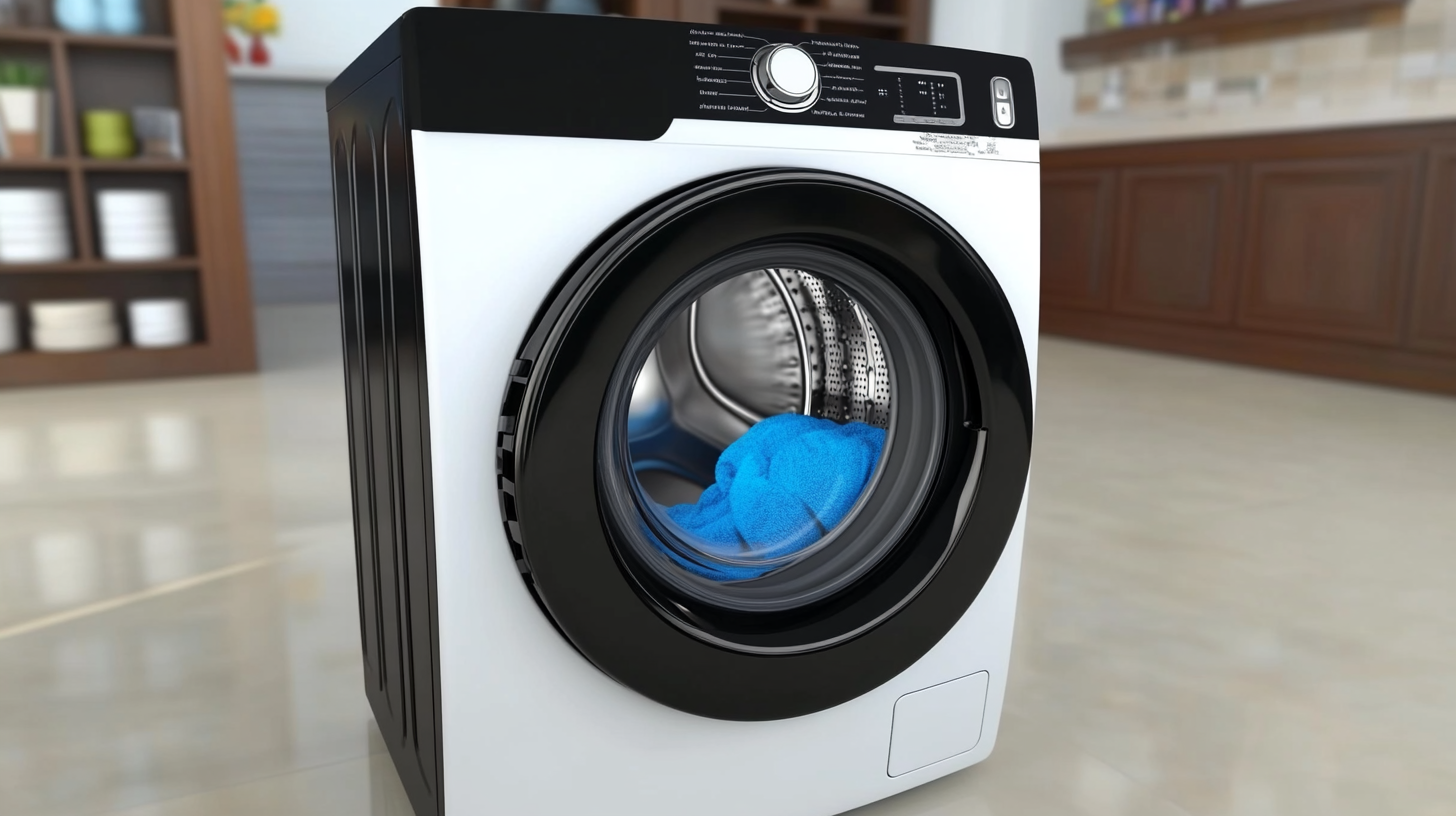 현대적인 가정 공간에 예술적으로 배치된 세련된 블랙 앤 화이트 조합의 삼성 세탁기, 우아함과 세련미를 강조합니다.