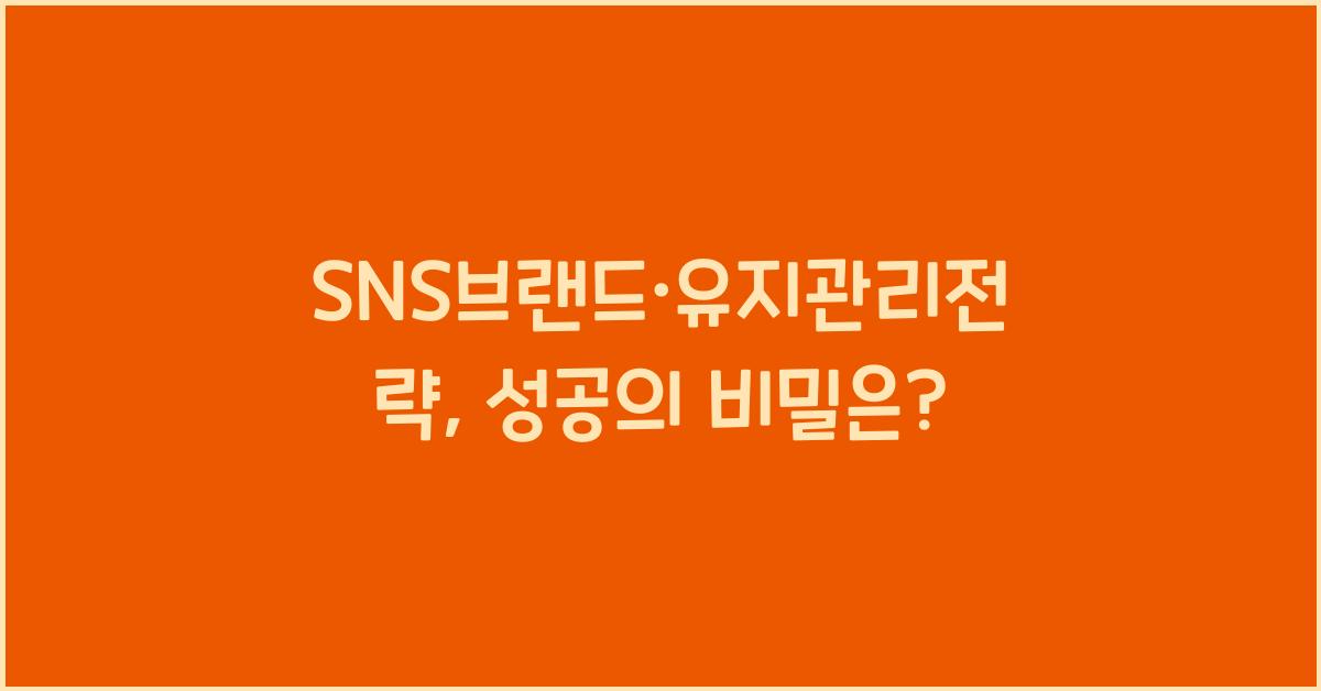 SNS브랜드·유지관리전략