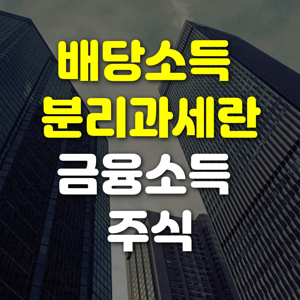 배당소득 분리과세란금융소득 주식