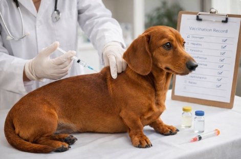 강아지 예방접종에 관련한 사진