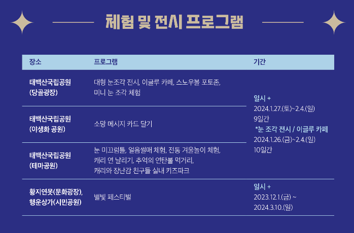 태백산 눈축제 프로그램 일정표