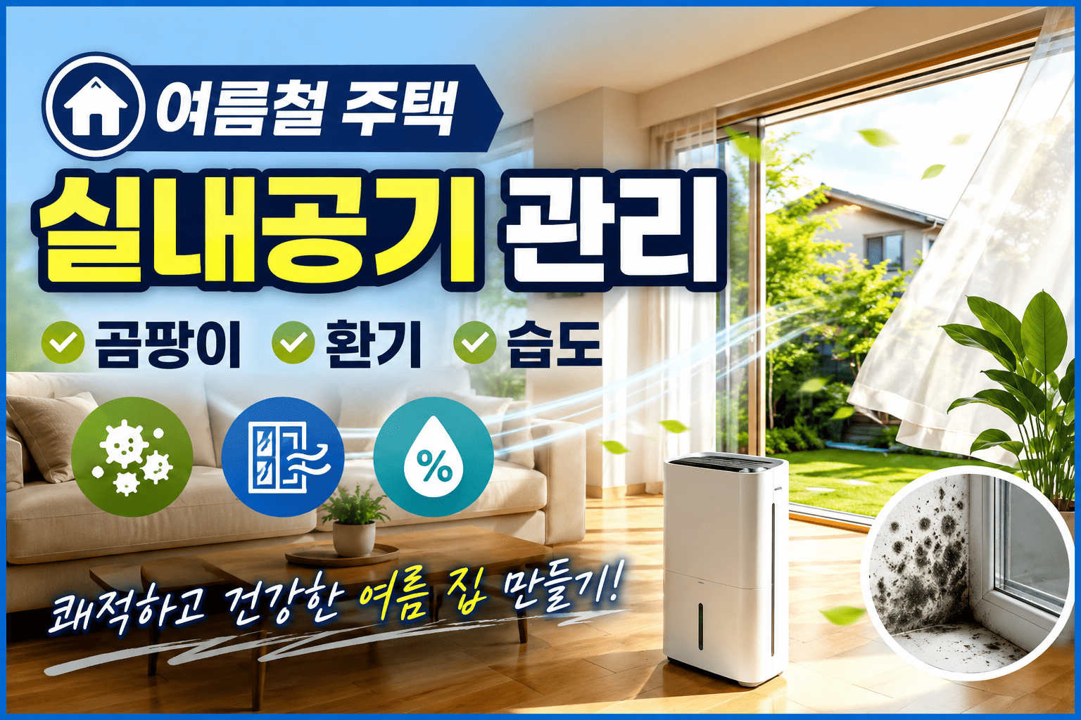 여름철 주택 실내공기 관리 (곰팡이, 환기, 습도)