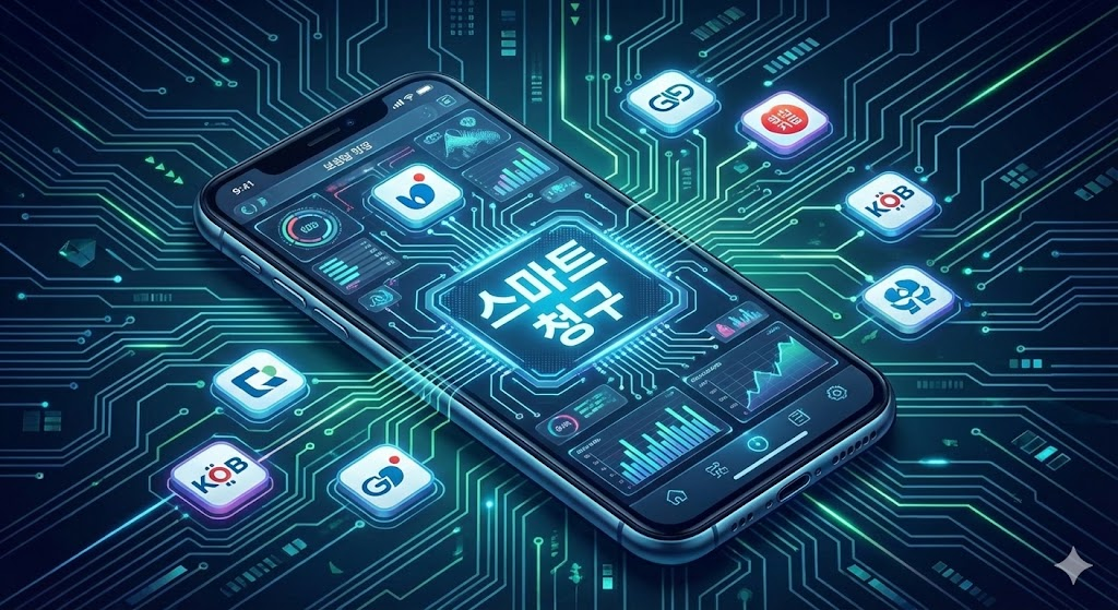 스마트 청구 시스템 대시보드와 데이터 연결 그래픽