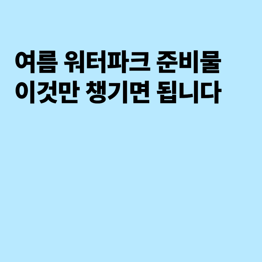 여름 워터파크 준비물 이것만 챙기면 됩니다