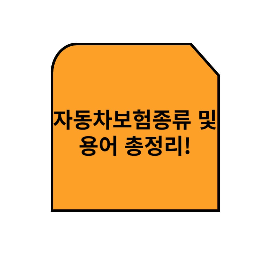 자동차보험종류 및 용어 총정리