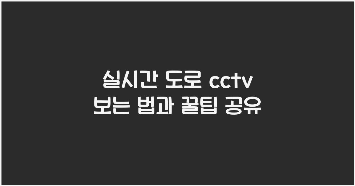 실시간 도로 cctv 보는 법