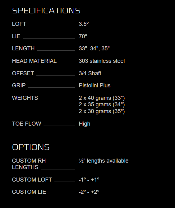 b3 triple black santafe 퍼터 스펙