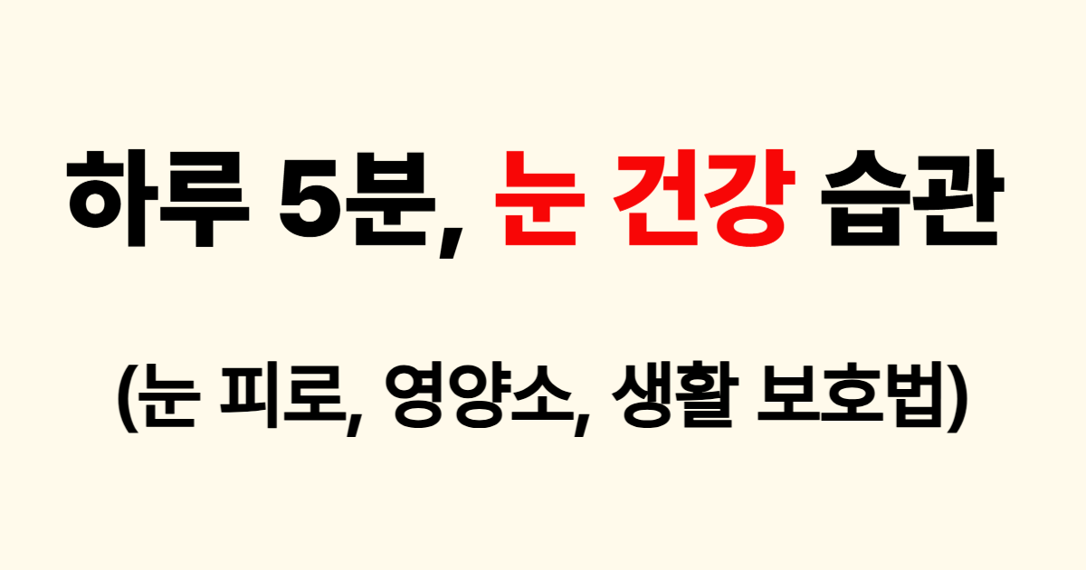 하루 5분, 눈 건강 습관 (눈 피로, 영양소, 생활 보호법)