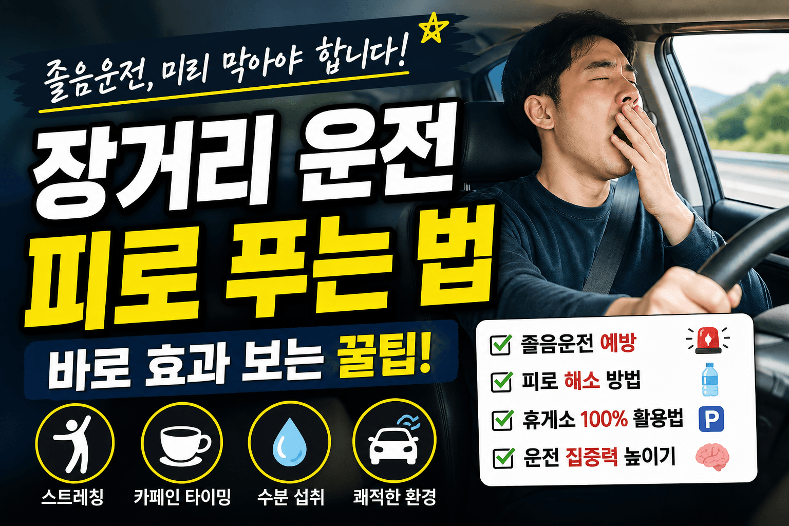 장거리 운전 피로 푸는 법 총정리, 졸음운전 막는 현실 꿀팁