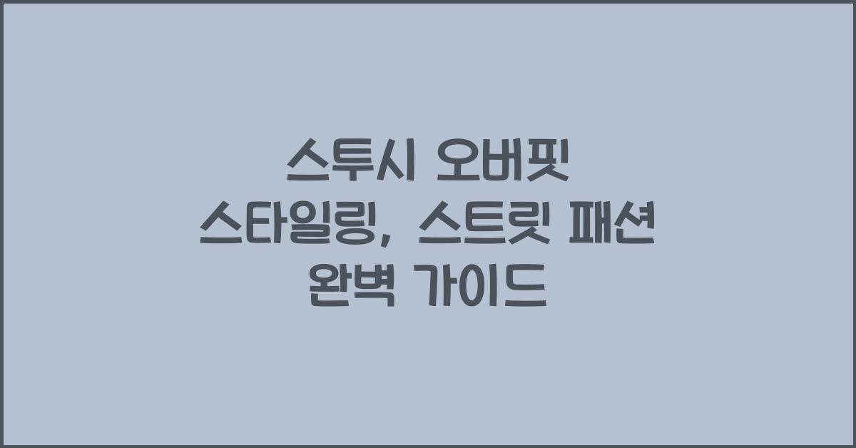 스투시 오버핏 스타일링