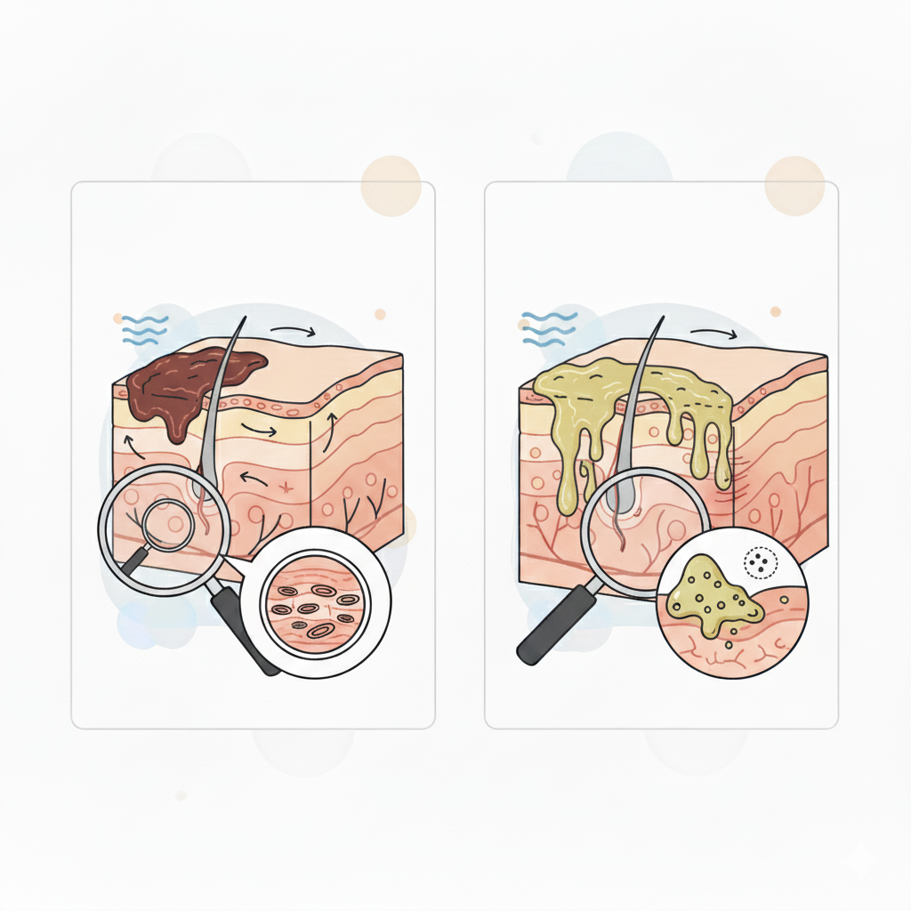 피딱지와 고름딱지, 색깔로 알아보는 상처 회복 신호와 감염 징후